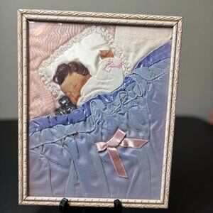 Antique Victorian Mourning Memorial Picture w/ Real Hair